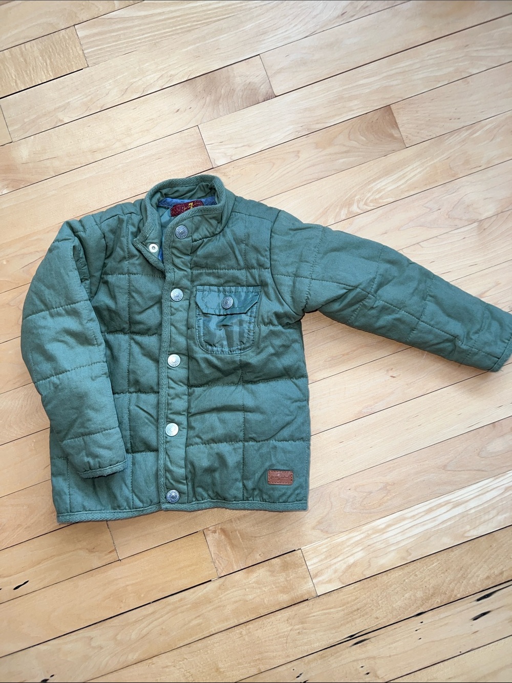 7 For All Mankind Quilted Olive Green Kids Puffer Jacket